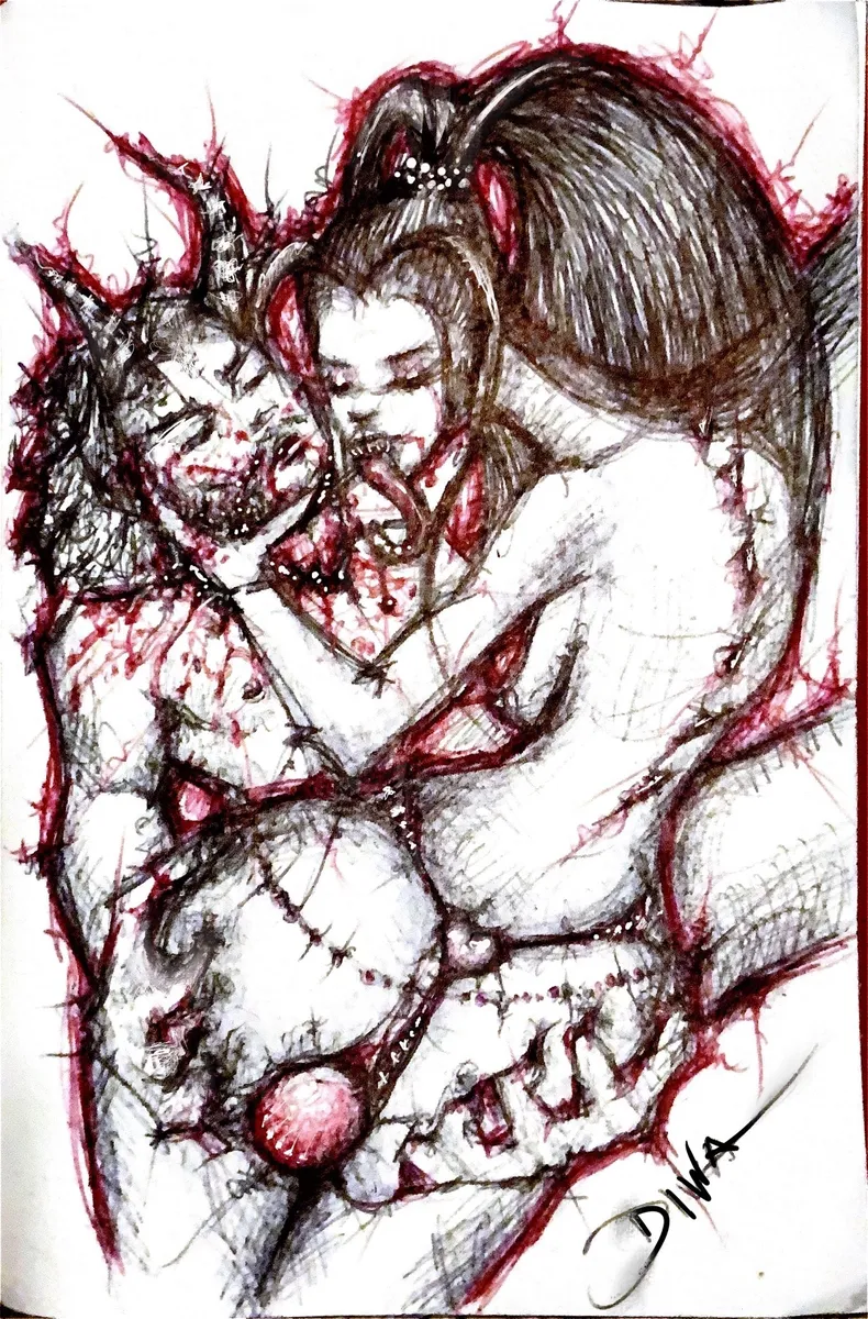 Untitled II — Ink and colored pencil on paper